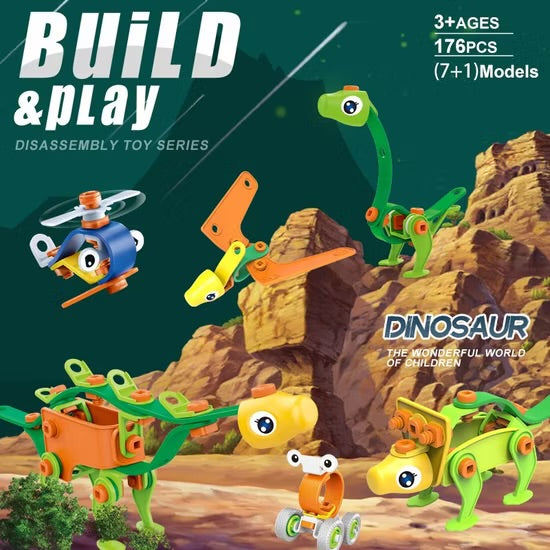 Dinosaur Building & Disassembly Set – 176 Pieces