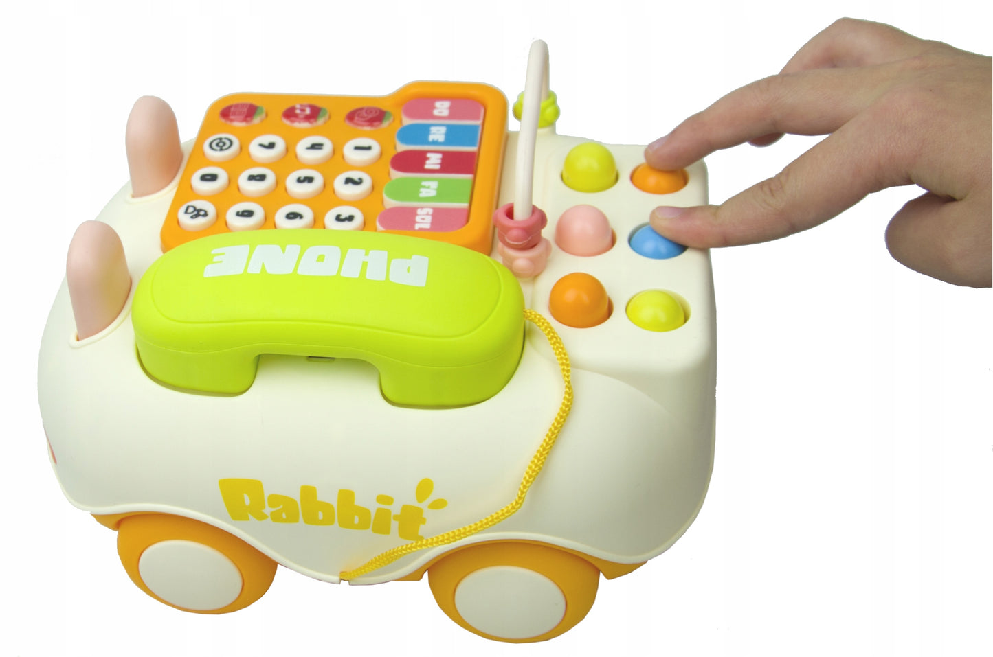 Cute Rabbit Mobile Phone Car Ages 1+ Interactive Sound Toy Gift For Kids