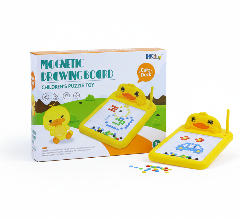 Cute Duck' Magnetic Drawing & Bead Board – Mess-Free Creative Toy