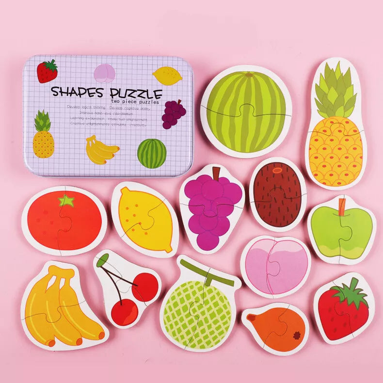 Wooden Fruit Shape Puzzle Set for Kids – Two-Pieces Puzzle