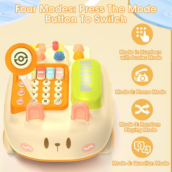 Cute Rabbit Mobile Phone Car Ages 1+ Interactive Sound Toy Gift For Kids
