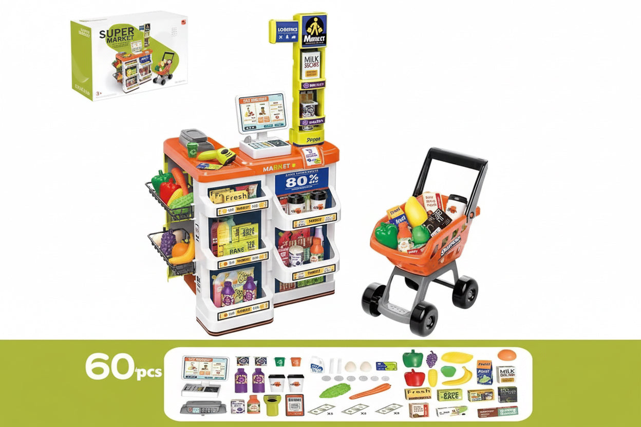 Home Supermarket And Cashier toy 60 pieces( Sounds and Lights)