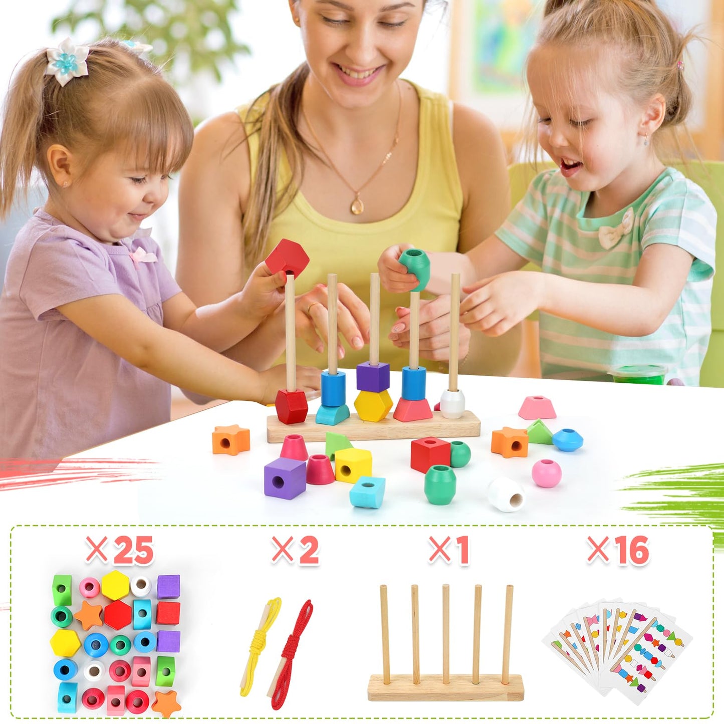 Wooden Five Column Set Bead String