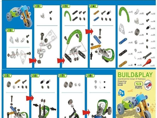 build and play 53 pcs Plastic Meccano