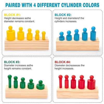 Montessori wooden knobbed cylinder  set