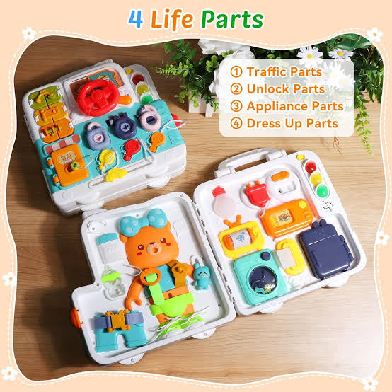 Montessori Busy Board Puzzle Book for Toddlers – Sensory Activity Board