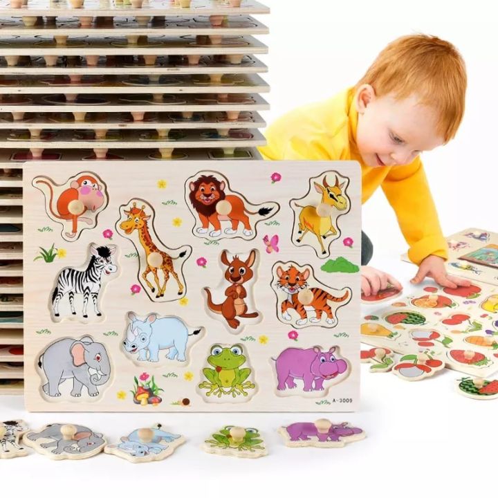 Ultimate Wooden Peg Puzzle bundle– 3-in-1: Farmyard Fun, Wildlife Safari, and Vehicles & Spaceships