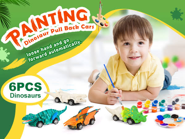 DIY Dinosaurs painting kit and pull back cars 2 in 1