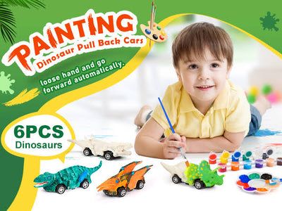 DIY Dinosaurs painting kit and pull back cars 2 in 1
