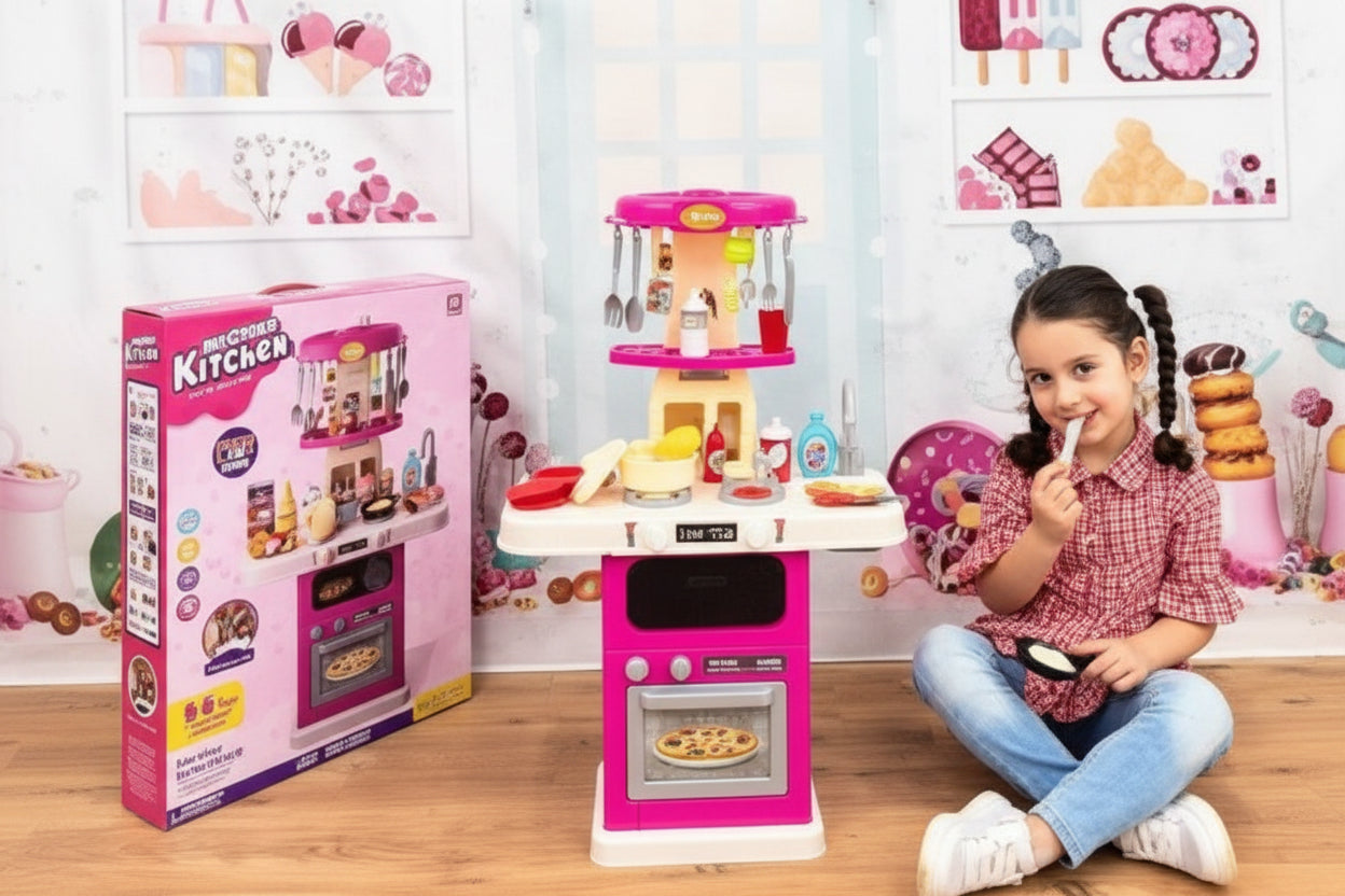 64-Piece Kitchen Playset – Interactive Cooking Station with Light & Sound