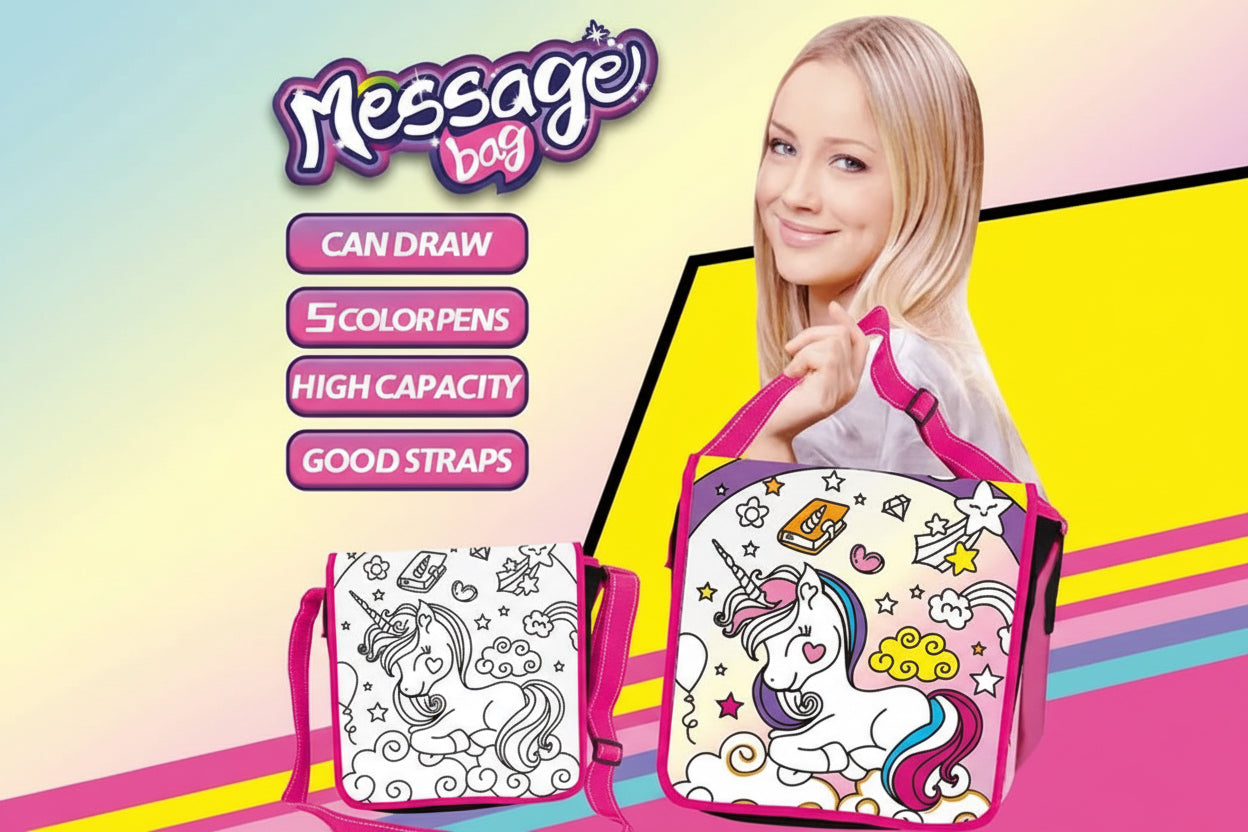 DIY Unicorn Message Bag Coloring Set – Creative Craft Activity for Kids 5+