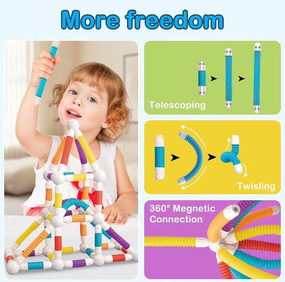 Flexible Magnetic Tube 66-piece Building Set – STEM Creative Construction