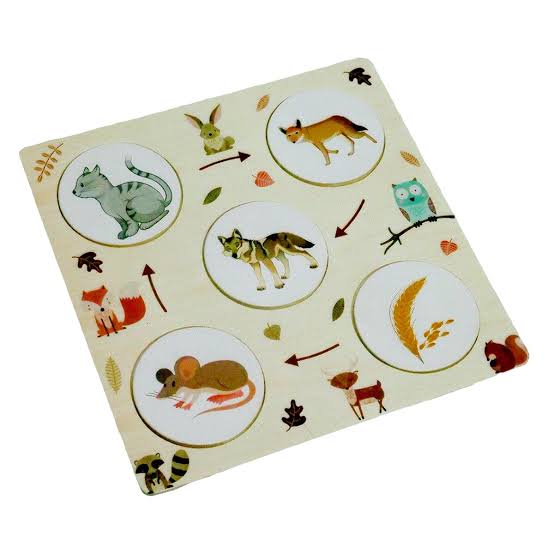 Wooden Food Chain Puzzle – Educational Animal Food Chain Learning Toy for Kids +4 Years