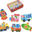 My First Wooden Jigsaw Puzzle Set – Animals in Vehicles Collection (6-in-1 Tin Box)