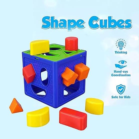 Shape Sorting Cube with 9 Shape and Different Color