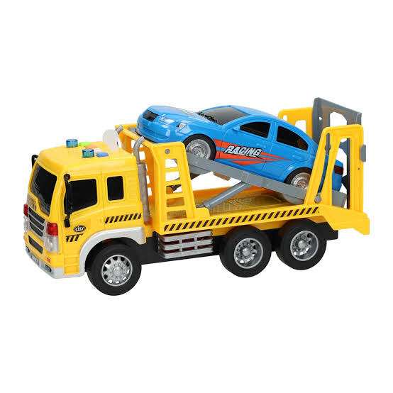 Transporter Tow Truck with Lights & Sounds – Includes Mini Car