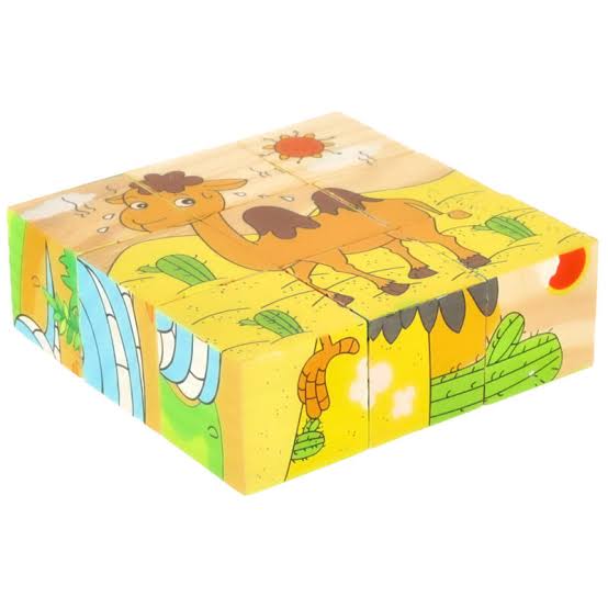 Animals Cube Puzzle – 9-Piece Wooden Block Puzzle (Ages 2+)