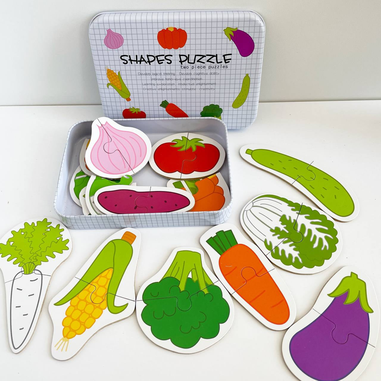 Wooden Vegetables Shape  Puzzle Set( 2 Pieces)