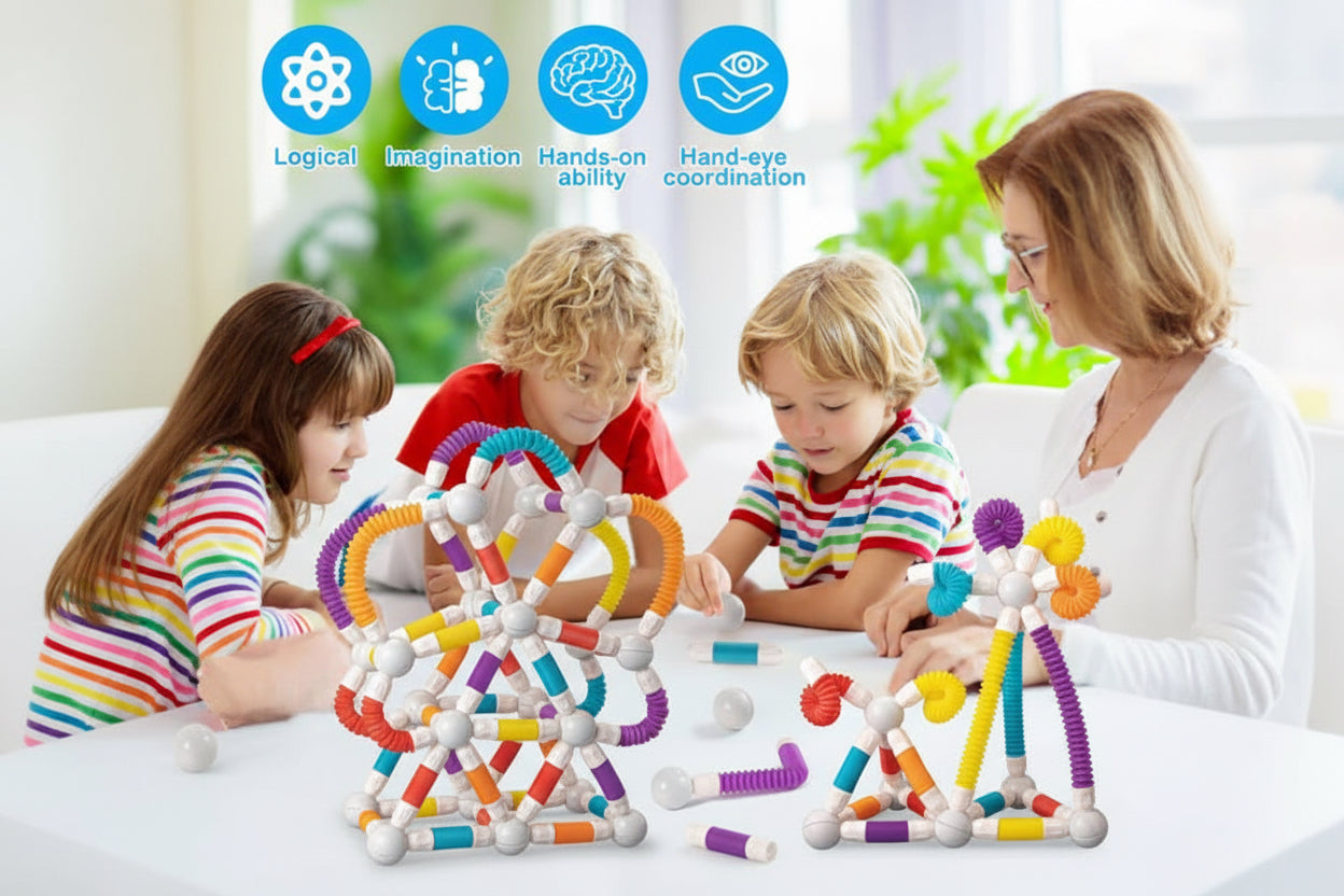 Flexible Magnetic Tube 66-piece Building Set – STEM Creative Construction