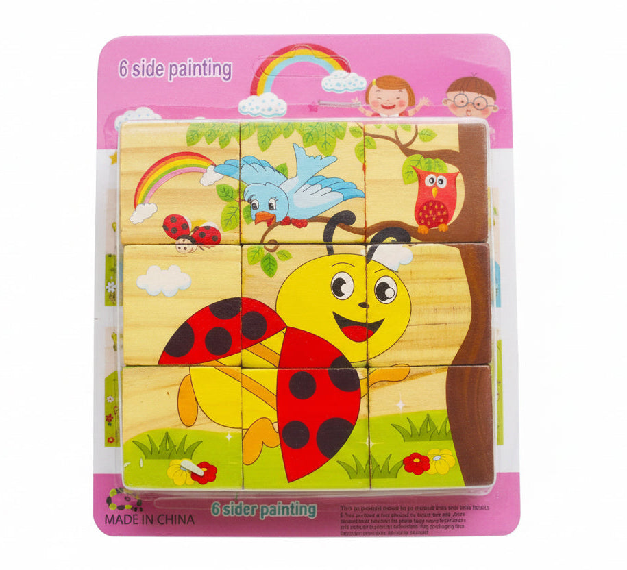 Animals Cube Puzzle – 9-Piece Wooden Block Puzzle (Ages 2+)