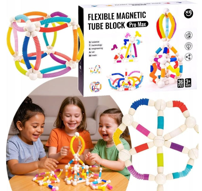 Flexible Magnetic Tube  36-piece Building Set – STEM Creative Construction