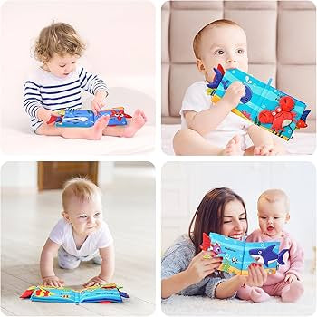 3D Baby Cloth Book – Ocean Animals Sensory Soft Book (6 Pages, Blue)