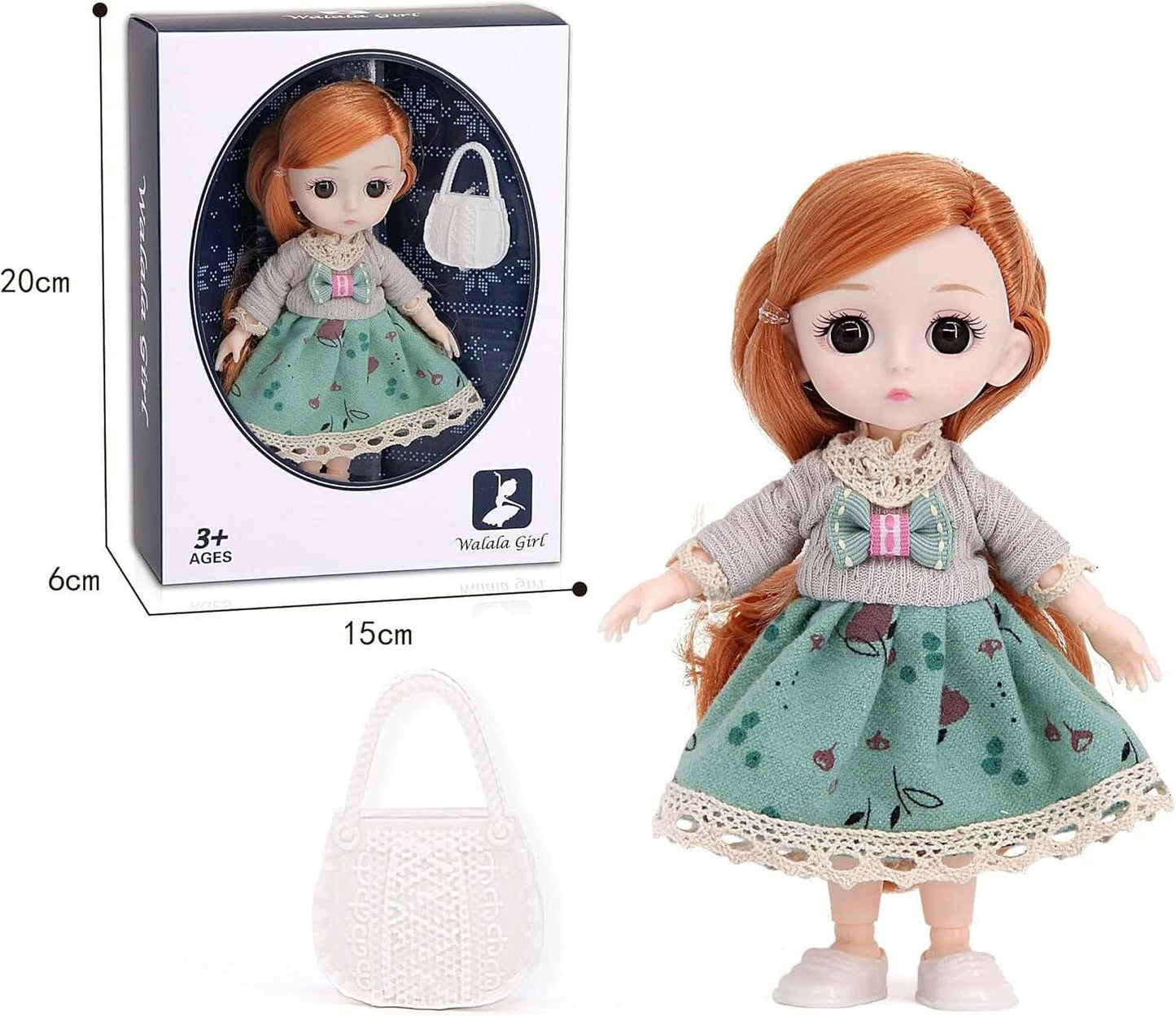 Walala Fashion Small Doll 16cm with Handbag – Jointed Mini Doll
