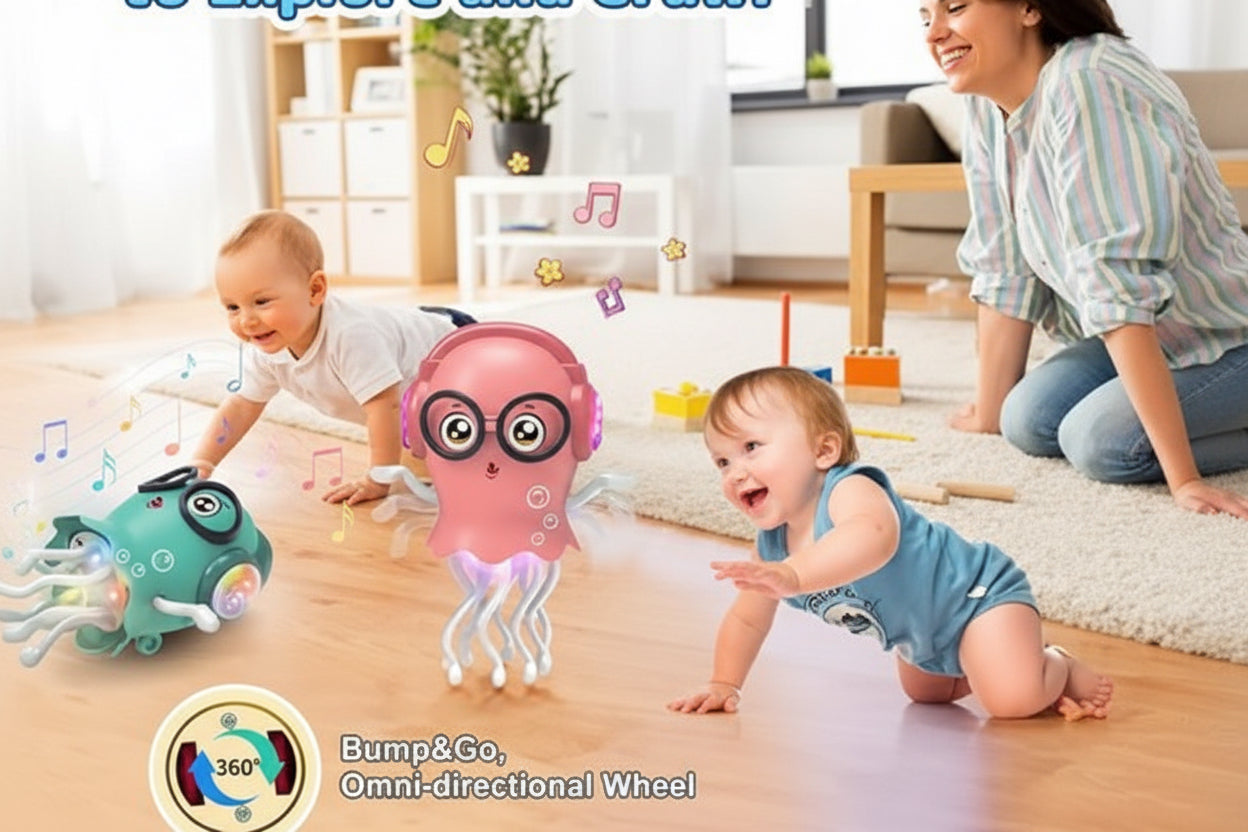 Dancing Jellyfish Musical Toy with LED Lights – Bump & Go Interactive Kids Toy