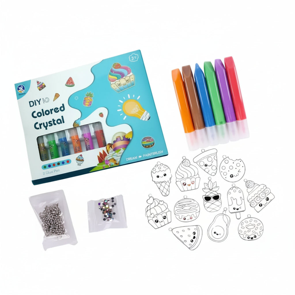 DIY 3D "Colored Crystal Glue Painting" Creative Art & Crafts Set with Mold Pendants & Suncatcher Keychains (Ages 3+)