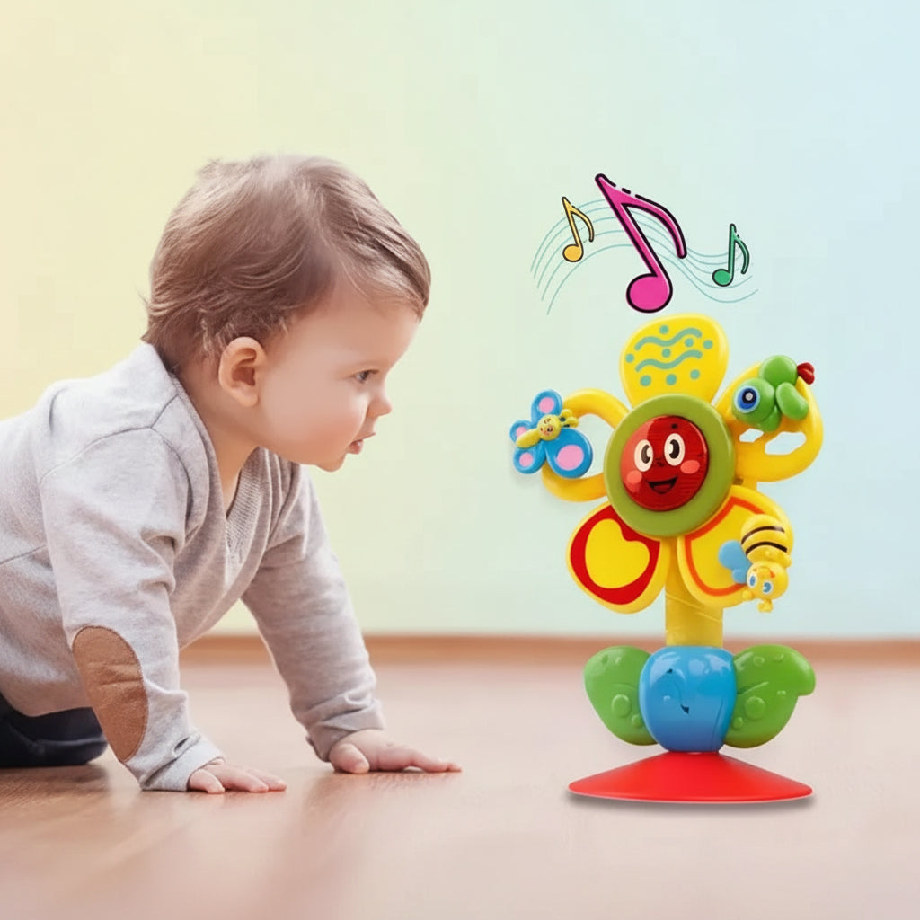 Zoop Toys Flower Interactive Musical Activity Wheel | Ages 6m+ | Master Sensory Calibration & Fine Motor Mechanics