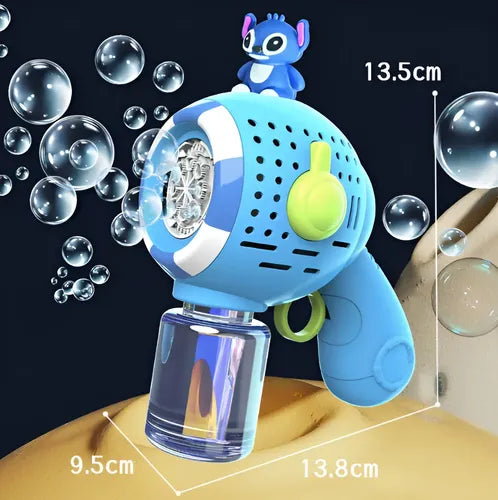 Automatic Space "Surprise Bubbles" Blaster Gun Toy with Stitch Figure & Solution Bottle (Ages 3+ Years)
