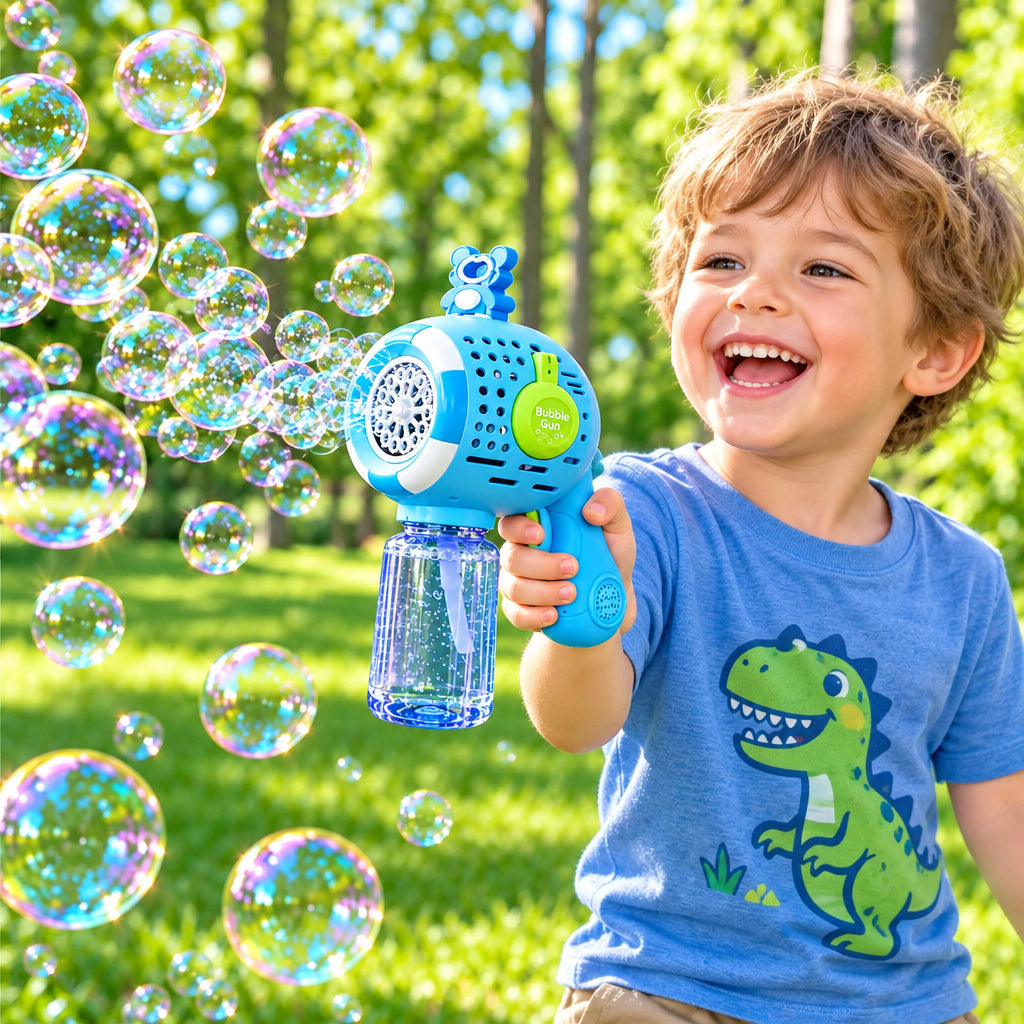 Automatic Space "Surprise Bubbles" Blaster Gun Toy with Stitch Figure & Solution Bottle (Ages 3+ Years)