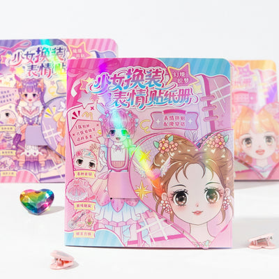 Anime Girl Dress-Up & Facial Expressions Interactive Sticker Activity Book (Ages 3+)