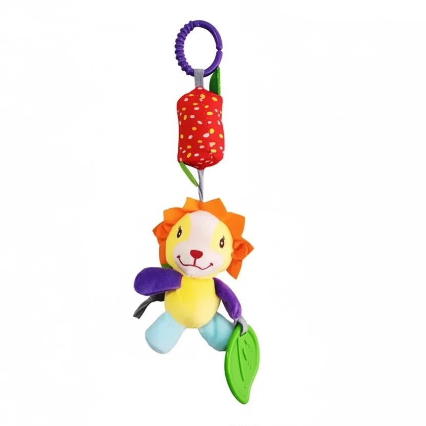 Soothing Sensory Plush – Hanging Stroller Toy with Rattle & Teether