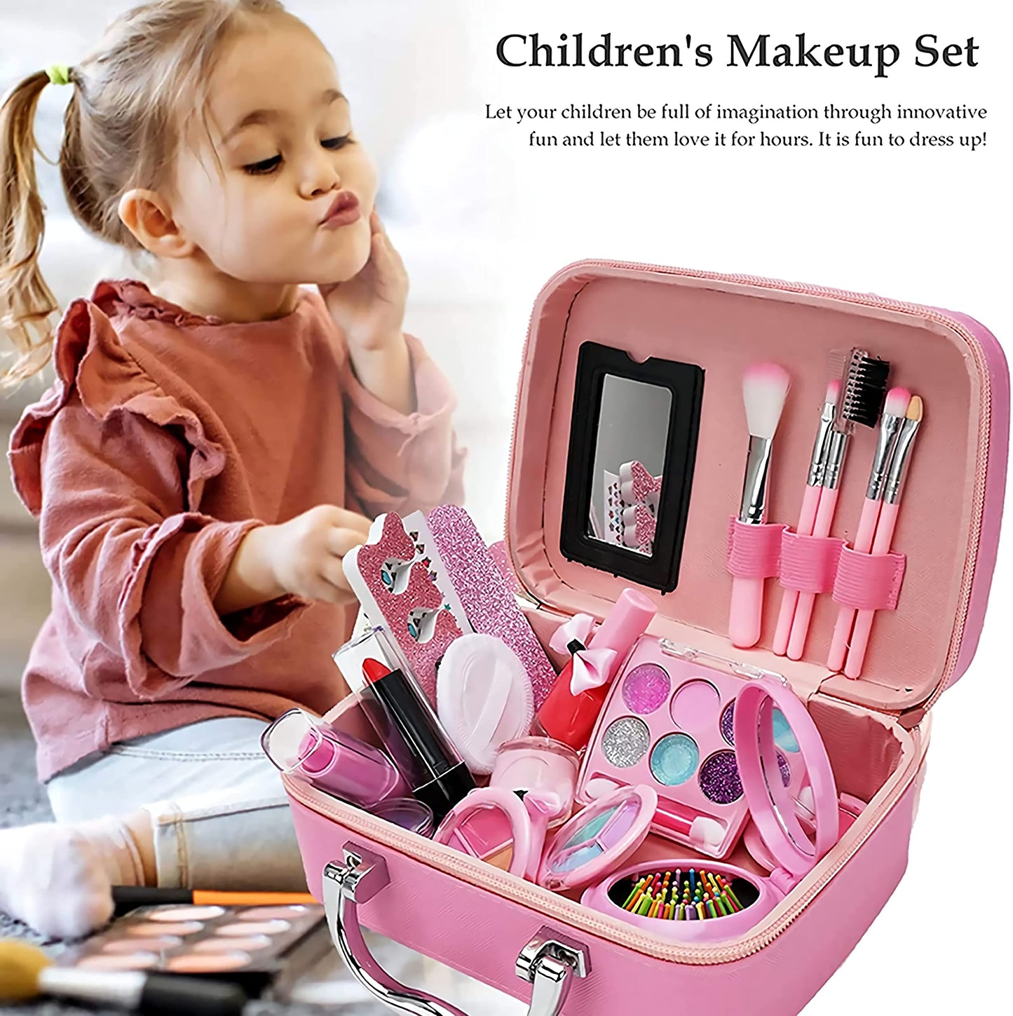 Princess Mermaid Makeup Kit – Washable Glamour Set with Tote Bag