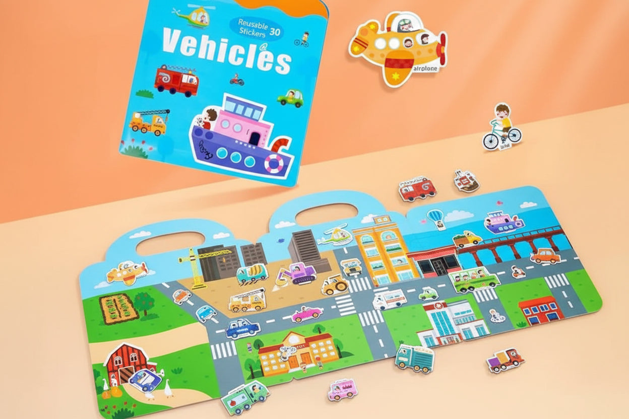 Magnetic sticker book - vechiles