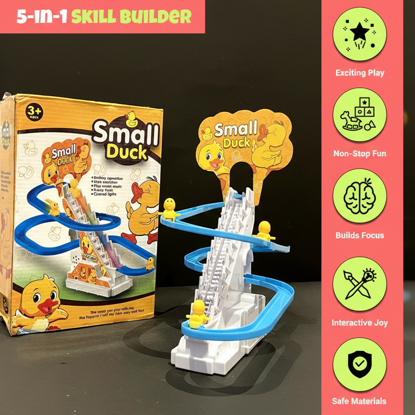 Small Duck Stair-Climbing Track – Musical LED Slide & Escalator