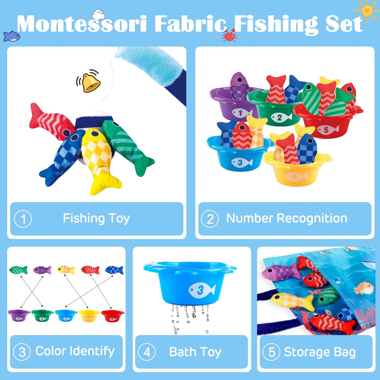 My First Plush Fishing Set – 22-Piece Soft "Hook & Grip" Sensory Game