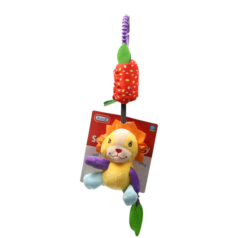 Soothing Sensory Plush – Hanging Stroller Toy with Rattle & Teether