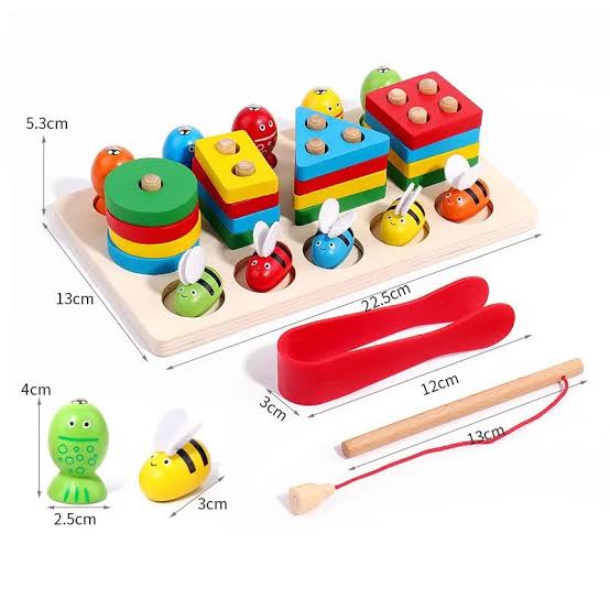 Wooden Montessori 3 in 1 Bee Clipping toy