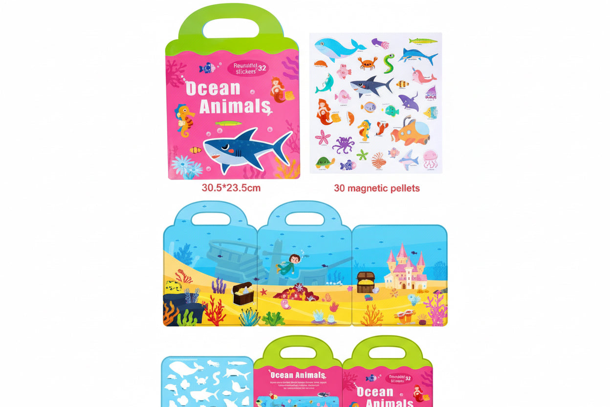 Reusable Ocean Animals Sticker Activity Book – Interactive Learning & Play