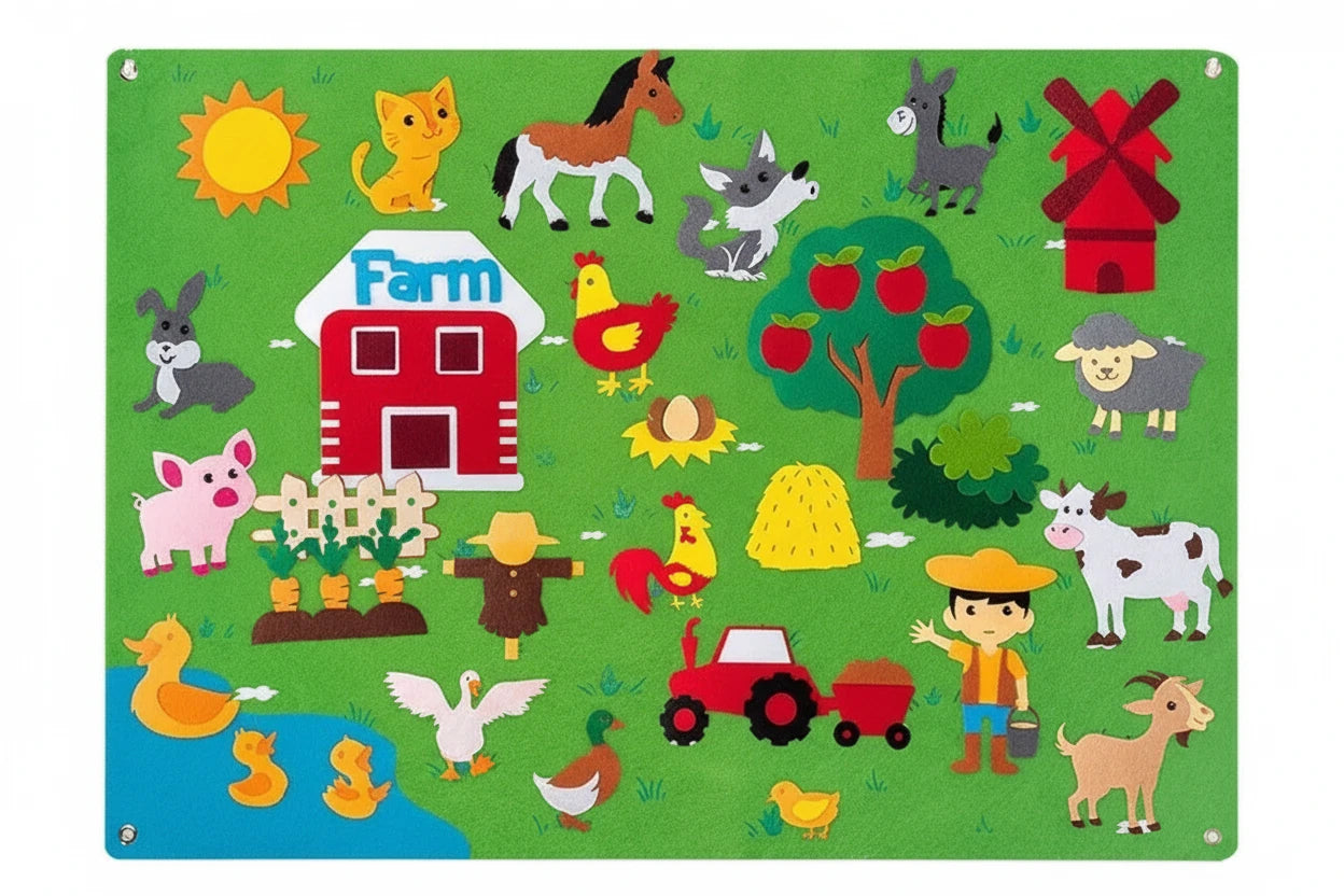 Farm Animals Felt Story Board – Interactive Educational Wall Toy