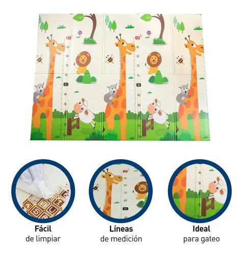 Foldable XPE Foam Play Mat – 180 x 200 cm Reversible Educational Mat
