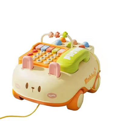 Cute Rabbit Mobile Phone Car Ages 1+ Interactive Sound Toy Gift For Kids