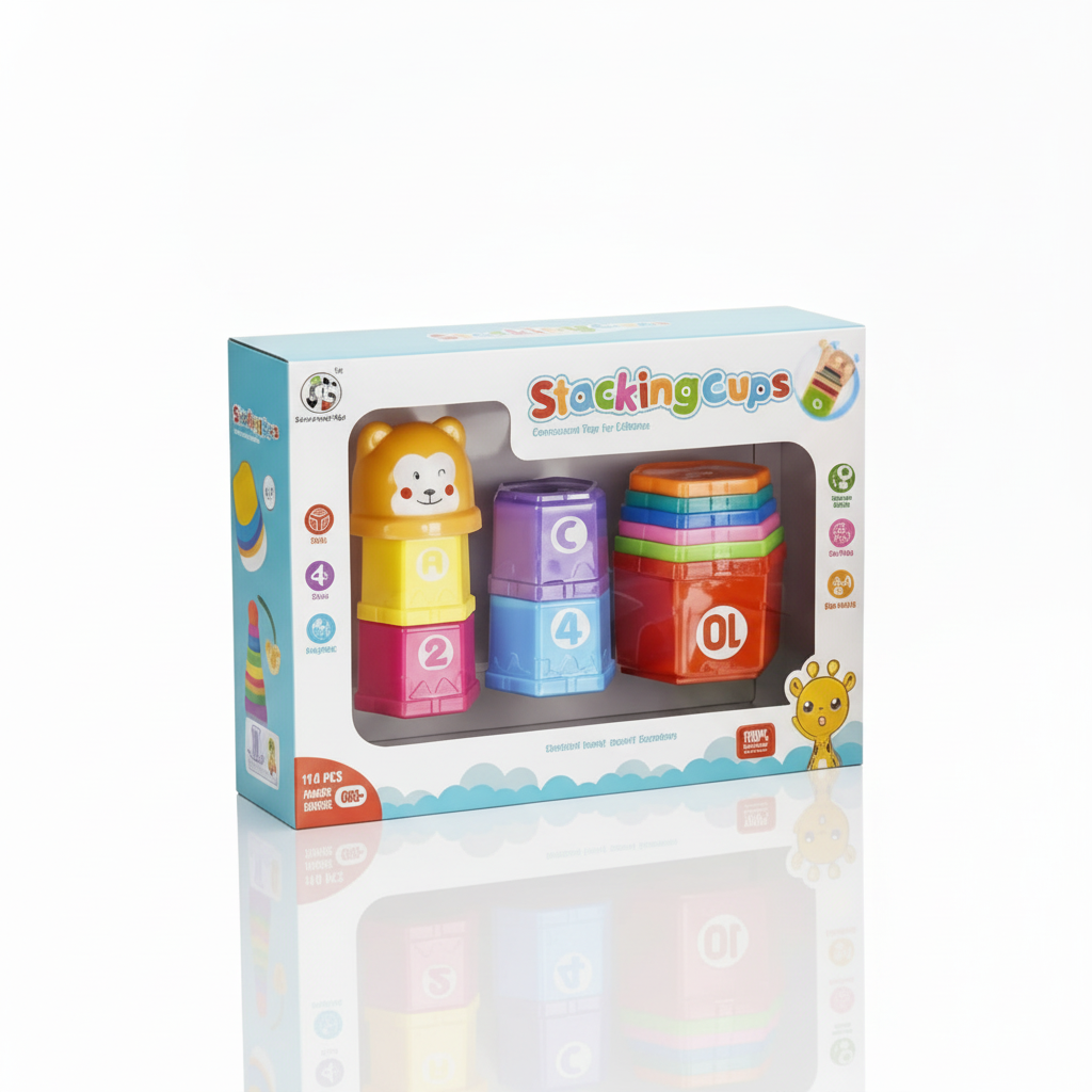 Rainbow Stacking & Nesting Cups – 2-in-1 Educational Play Set