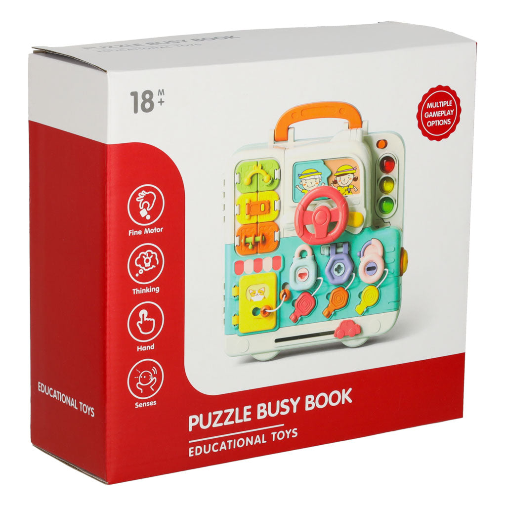 Montessori Busy Board Puzzle Book for Toddlers – Sensory Activity Board