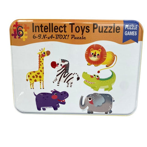 Intellect Toys Puzzle 6 in A Box- Wild Animals