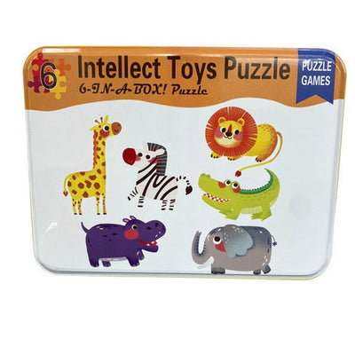 Intellect Toys Puzzle 6 in A Box- Wild Animals