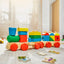 3-Section Geometric Shapes Train – Deluxe Wooden Pull-Along Set