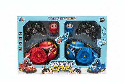 2-Player Interactive Remote Control Bumper Cars Battle Set with Ejecting Drivers (Red vs. Blue)
